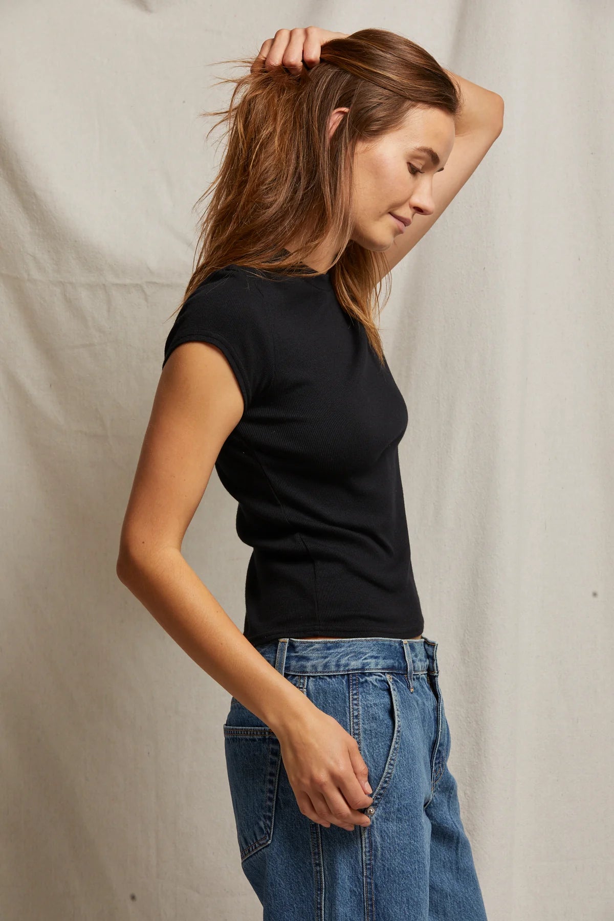 JUDE RIBBED BABY TEE TRUE BLACK