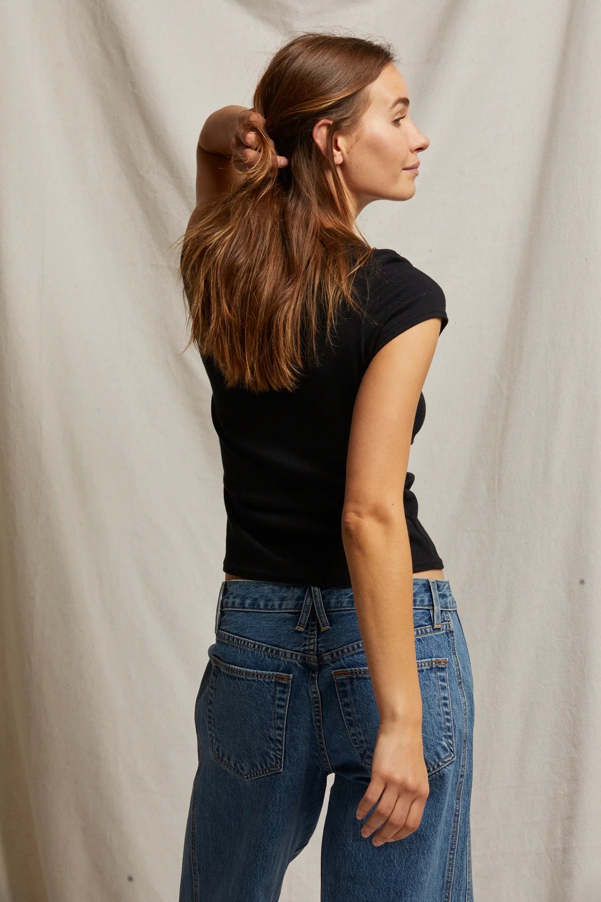 JUDE RIBBED BABY TEE TRUE BLACK