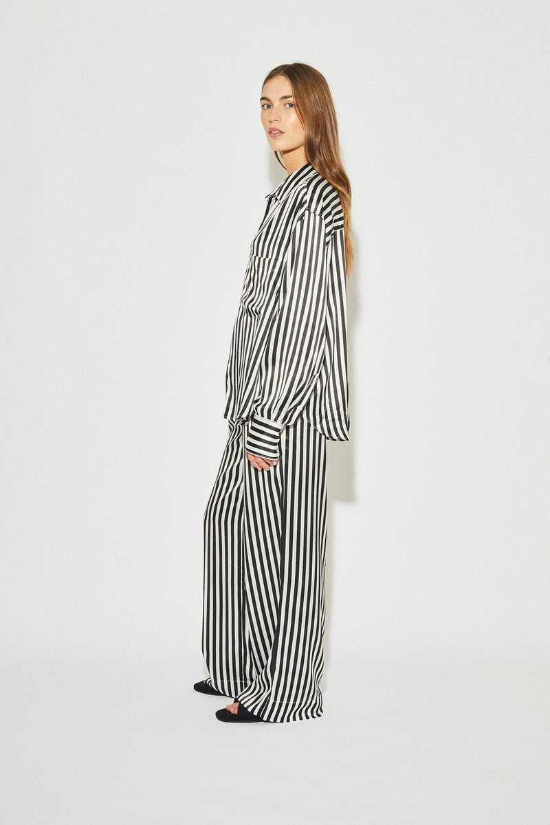 LOUNGE PANT BLACK + WHITE STRIPE - MAISON ESSENTIELE