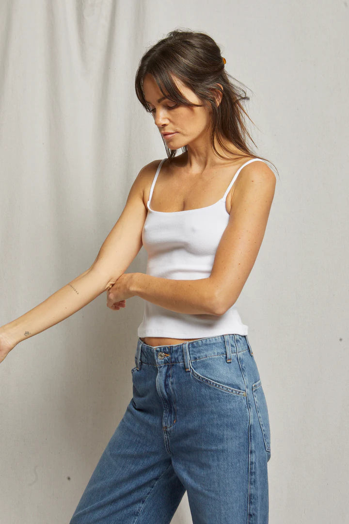 LUCILLE RIBBED SKINNY TANK WHITE