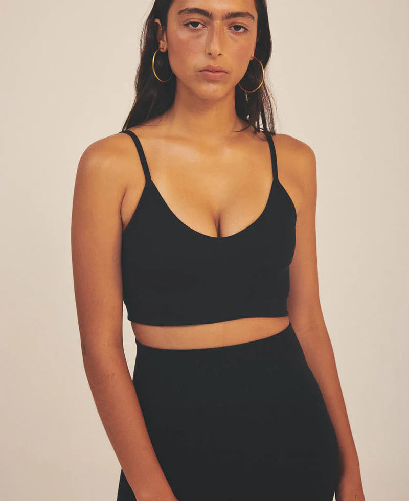 RYO WOOL RIB CROP BLACK