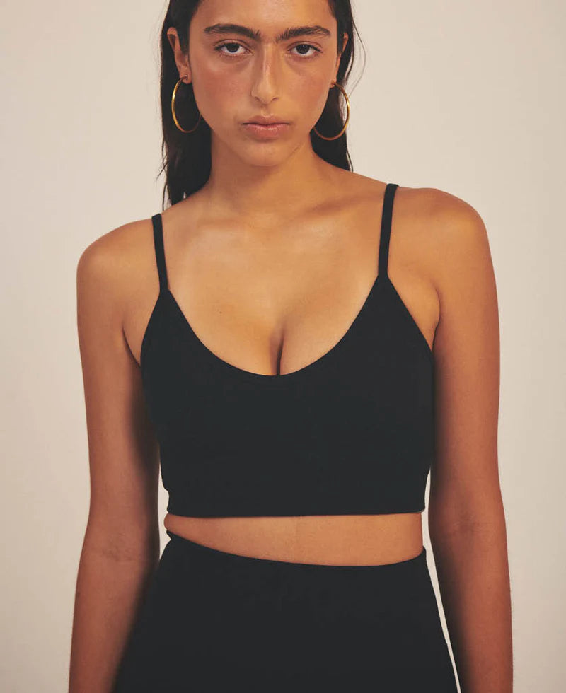 RYO WOOL RIB CROP BLACK