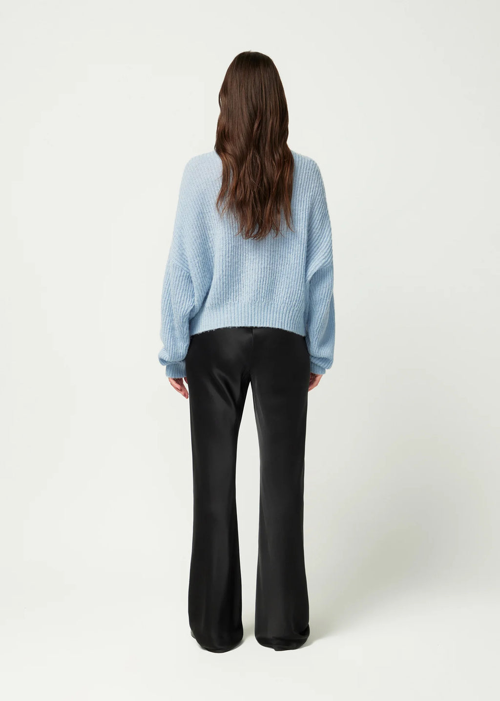 OVERSIZED CREW NECK CARDIGAN PALE BLUE