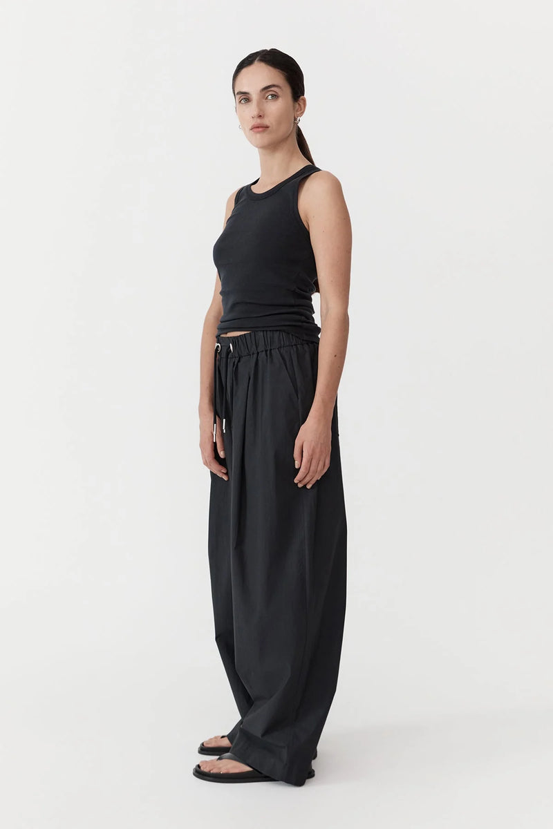 RELAXED DRAWSTRING PANTS BLACK - ST.AGNI