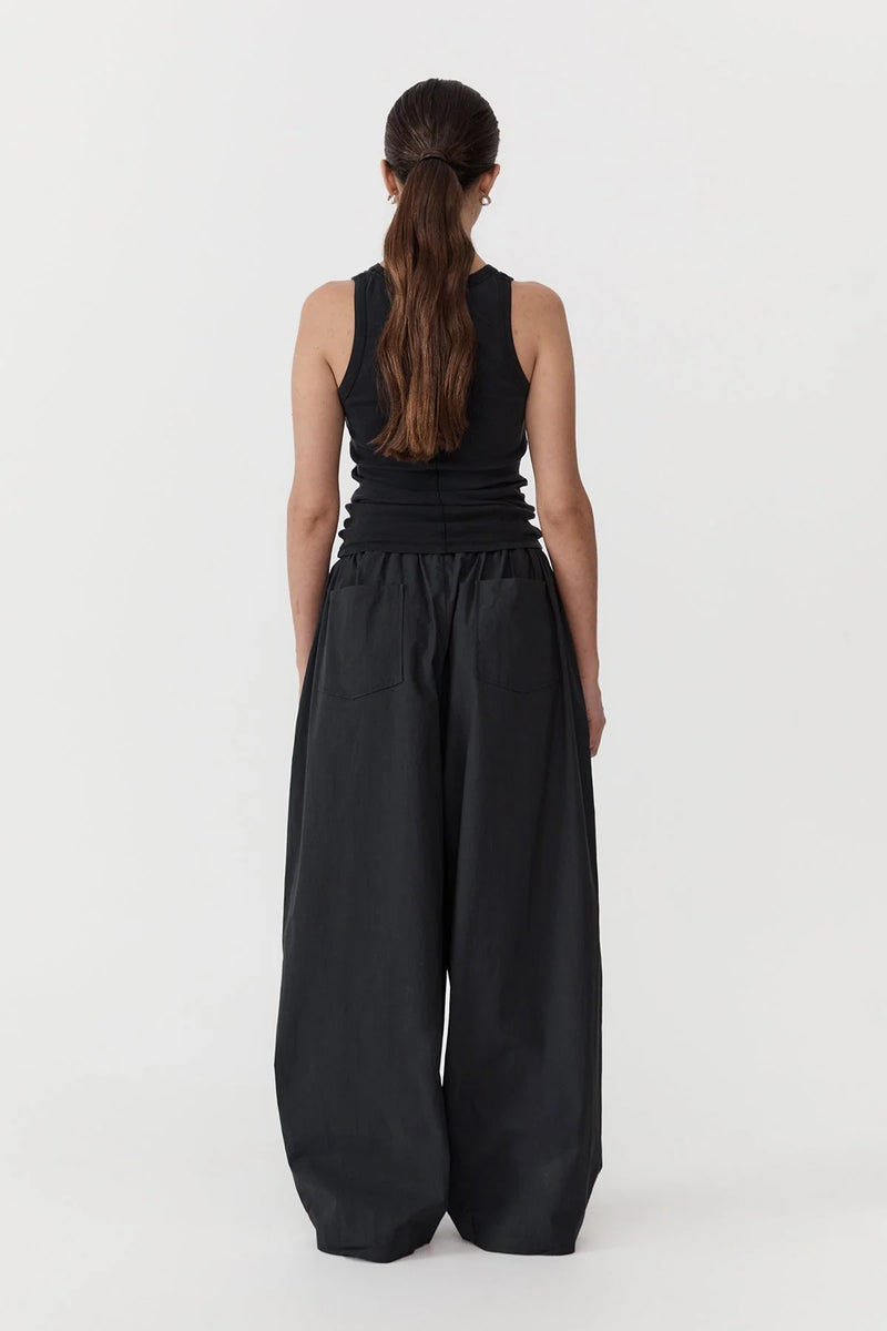 RELAXED DRAWSTRING PANTS BLACK - ST.AGNI