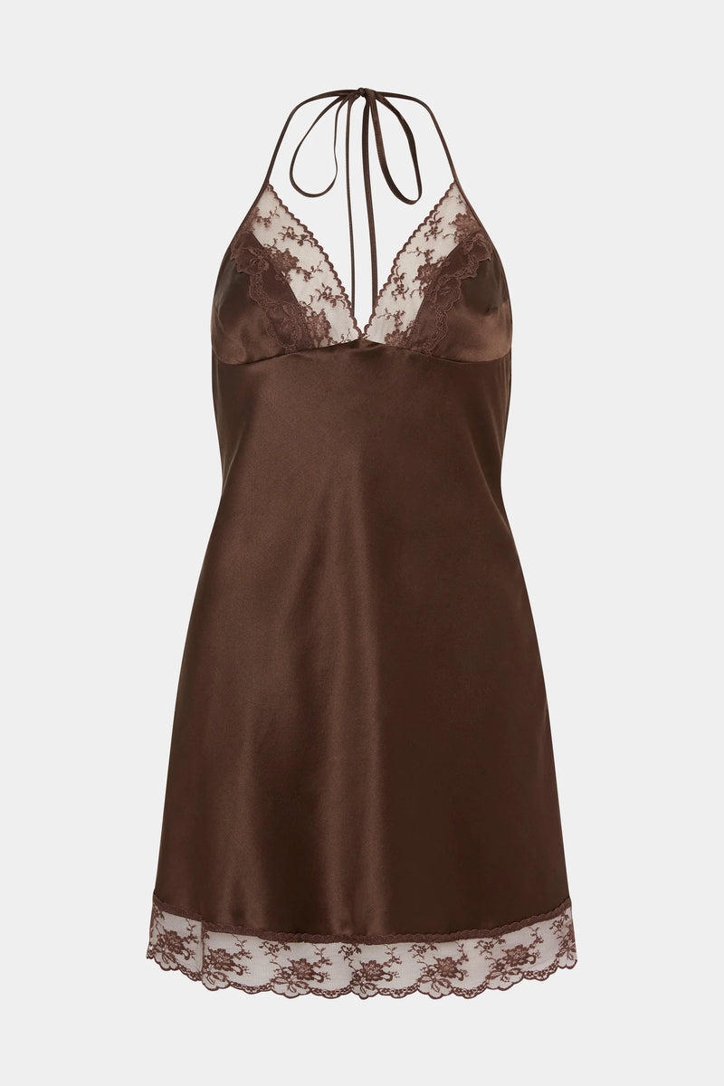 ARIES HALTER MINI DRESS CHOCOLATE - SIR