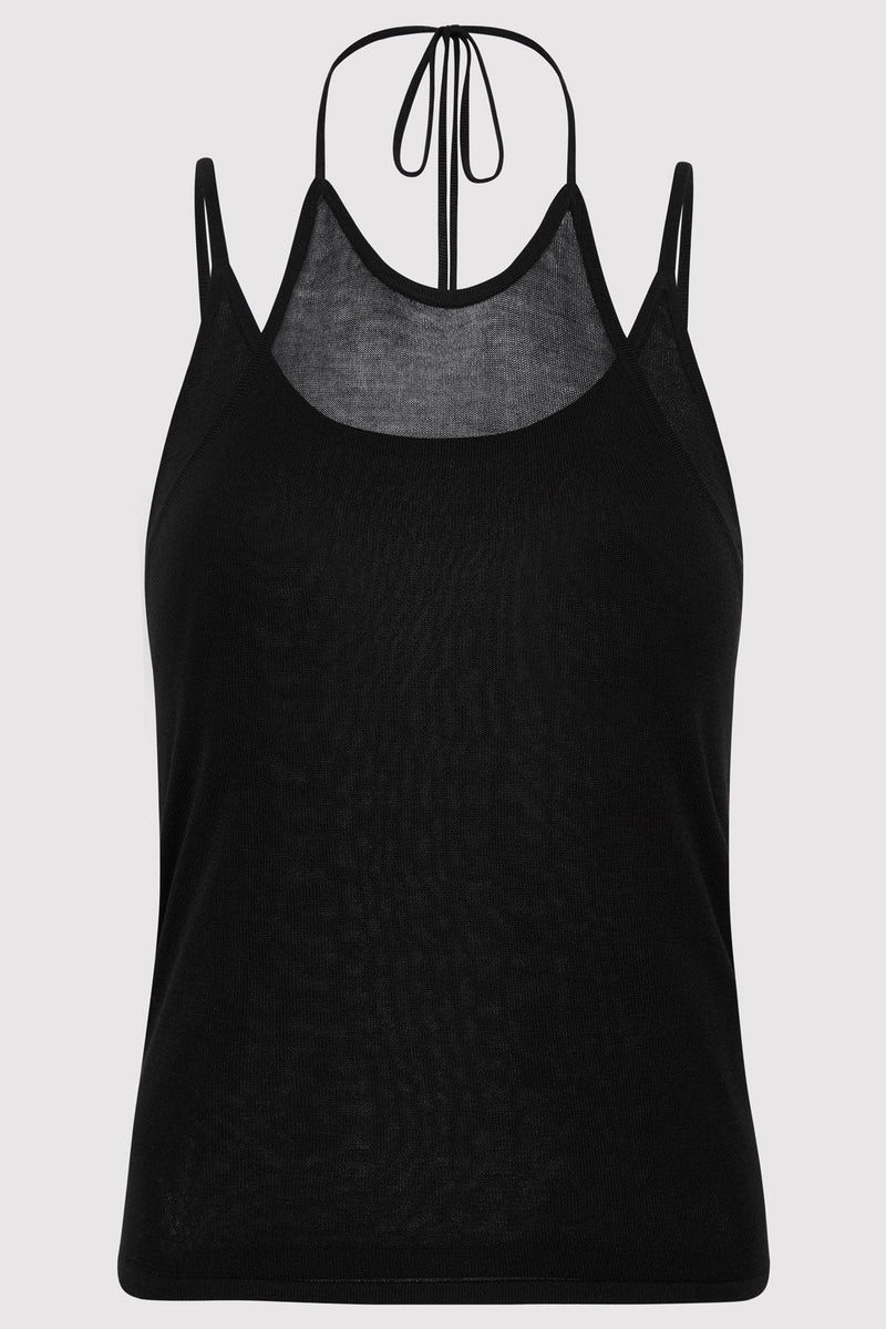 LAYERED HALTER TANK BLACK - ST.AGNI