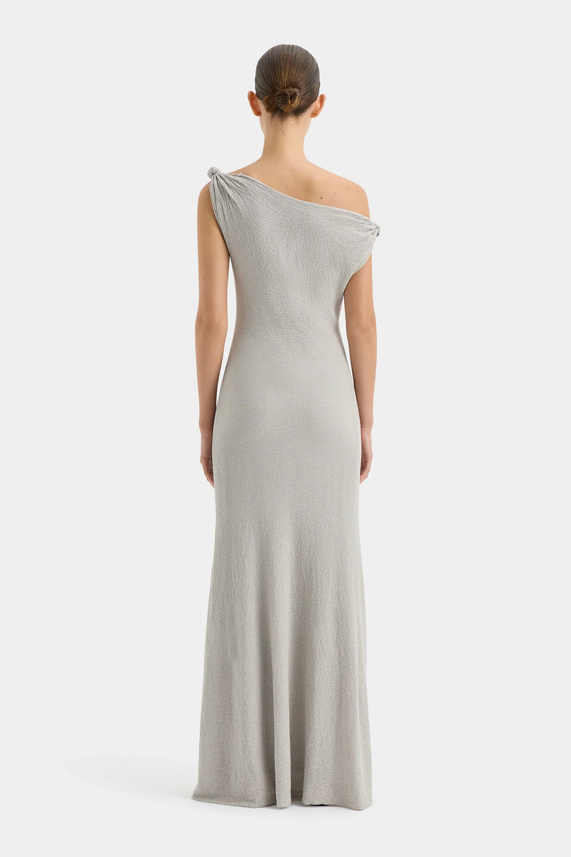 GLOW TWIST MIDI DRESS LIGHT GREY - SIR