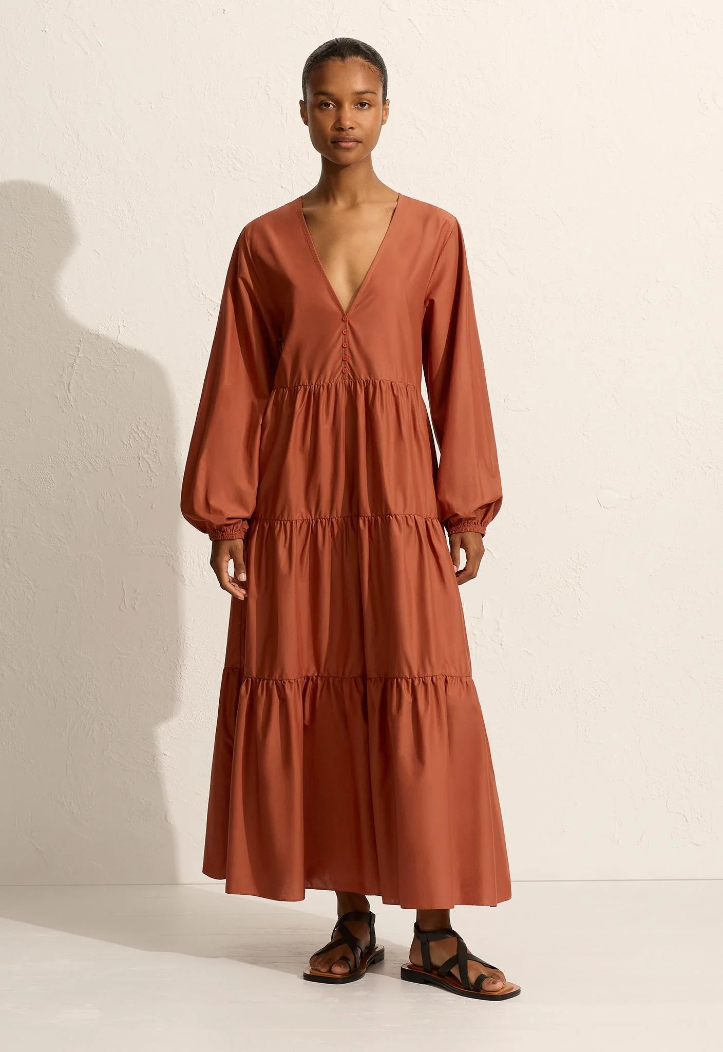 LONG SLEEVE PLUNGE DRESS SIENNA