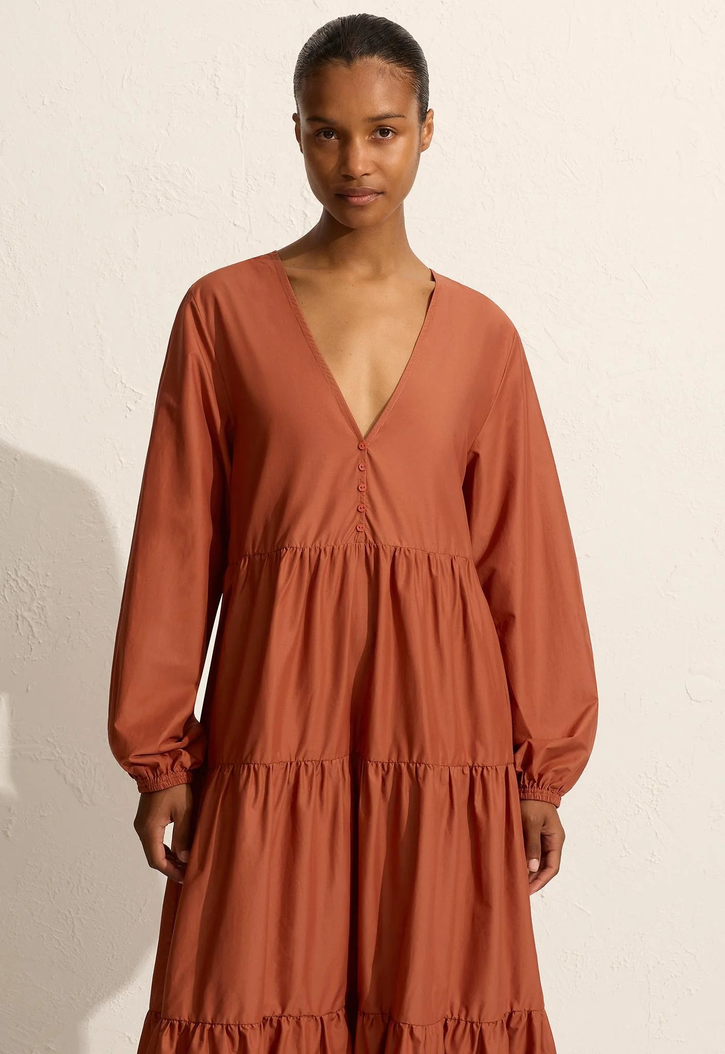 LONG SLEEVE PLUNGE DRESS SIENNA