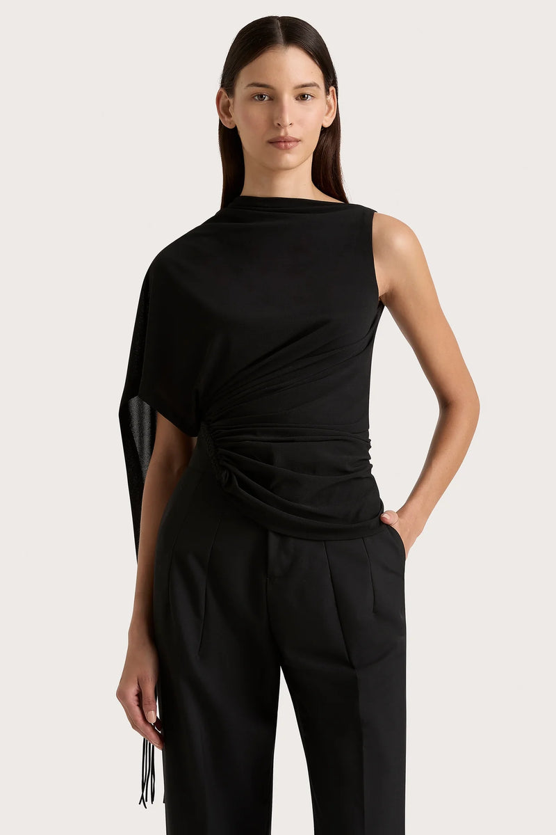 BIJOU ASYMMETRIC TOP BLACK - FAITHFULL THE BRAND