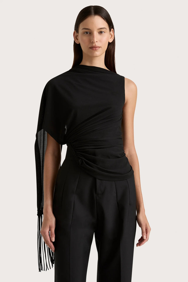 BIJOU ASYMMETRIC TOP BLACK - FAITHFULL THE BRAND