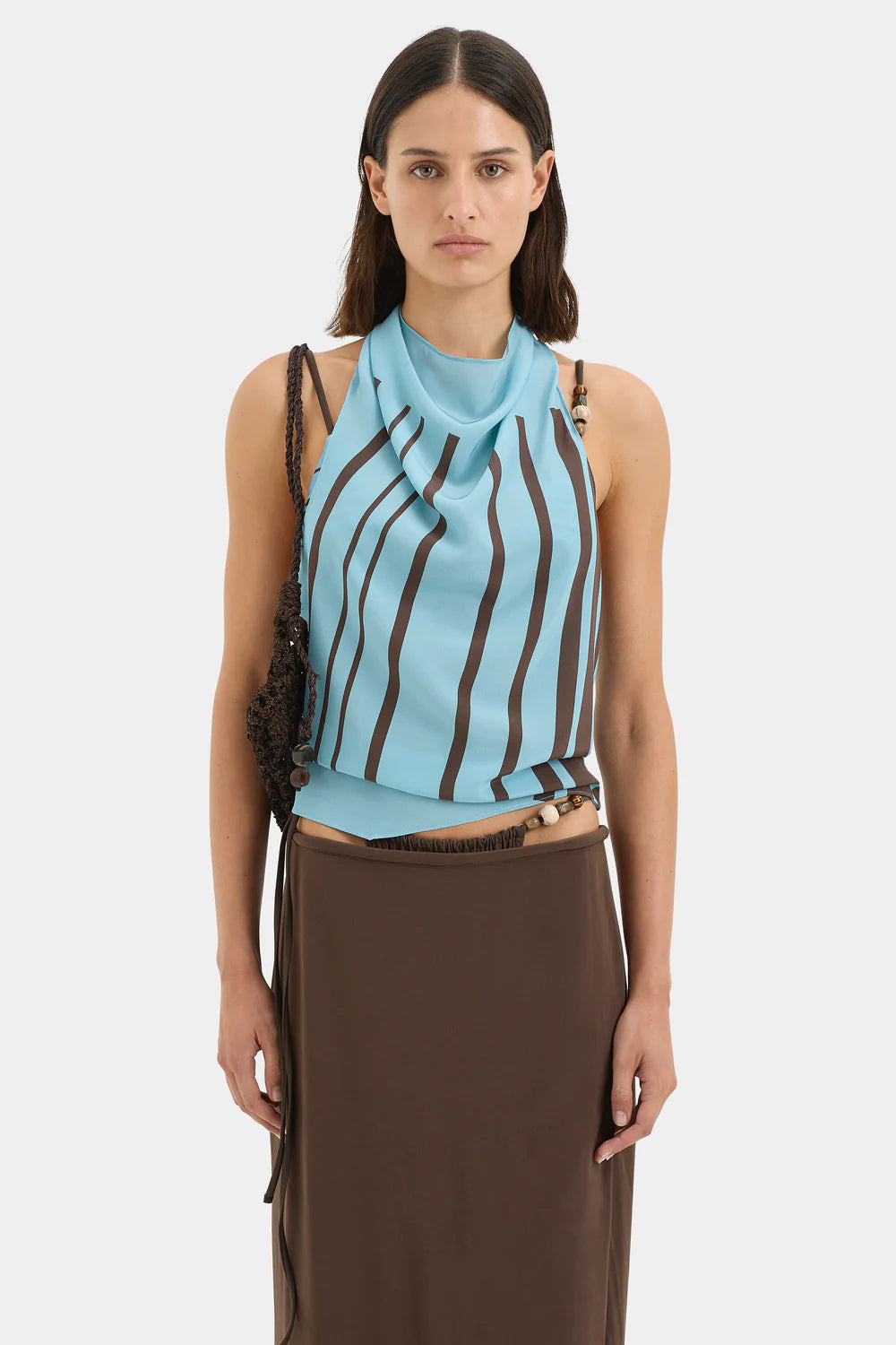 RIOJA HALTER SCARF TOP PACHA MINERAL STRIPE