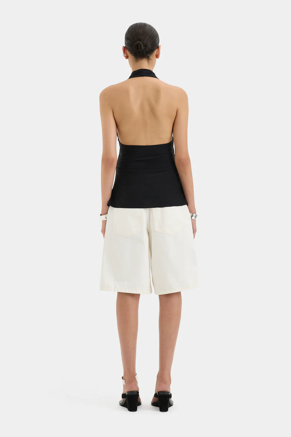 MATHEO DRAPED HALTER TOP BLACK