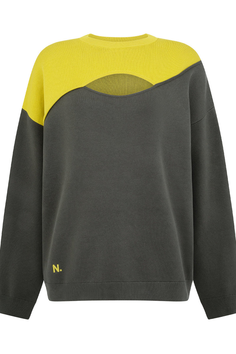 BALANCED CREW NECK FOREST/ CHARTREUSE - NAGNATA