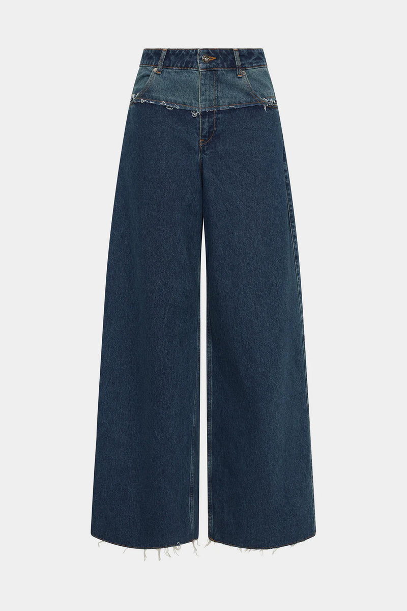 LUNA WIDE LEG JEAN WASHED INDIGO - SIR