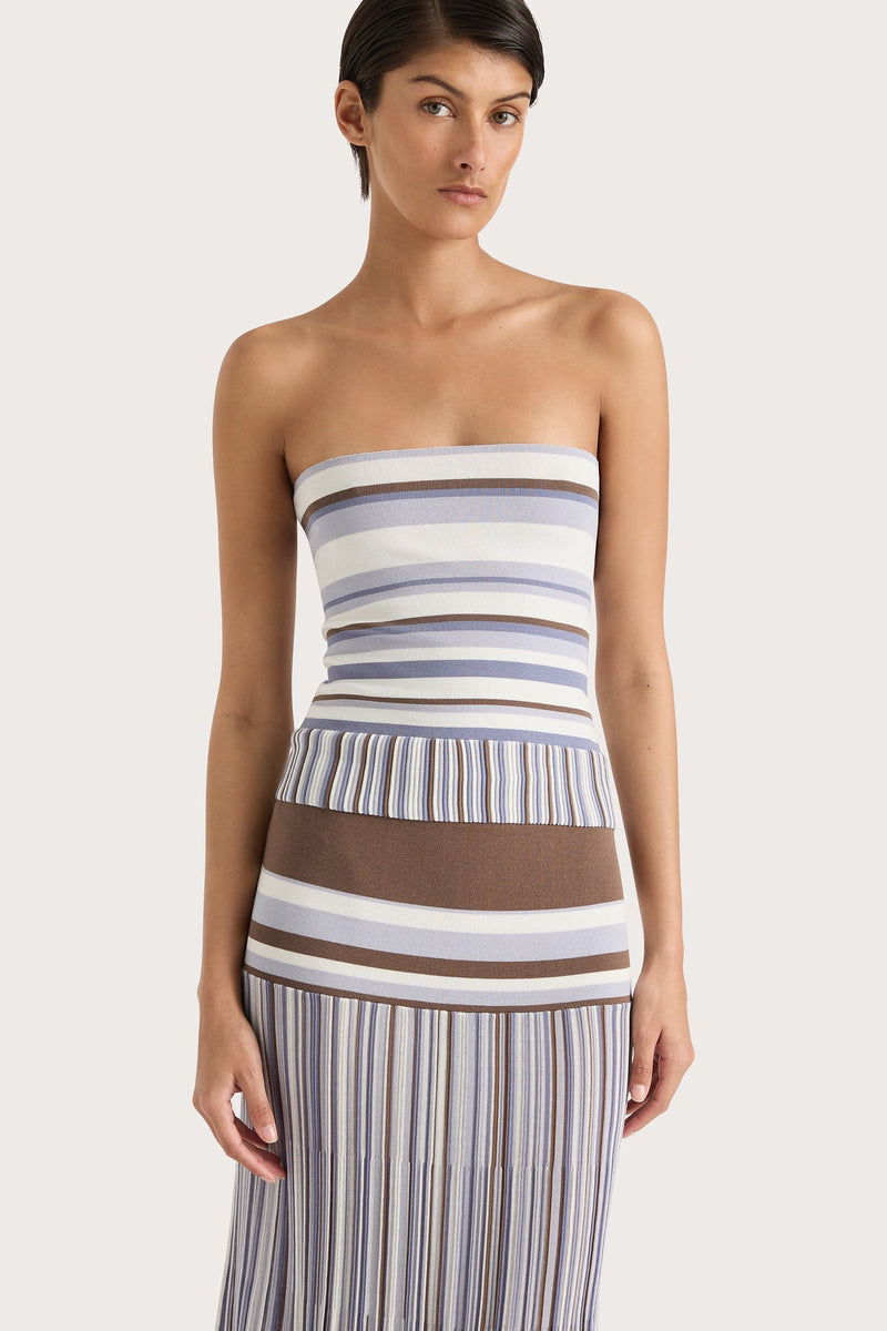 CITARA STRAPLESS TOP PALE BLUE STRIPE - FAITHFULL THE BRAND