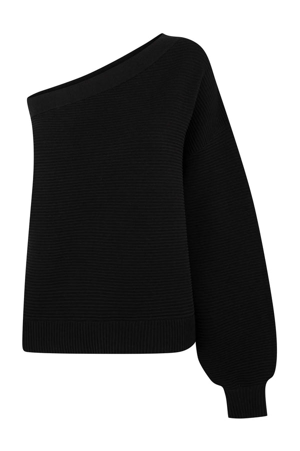 ORGANIC ASYM SWEATER BLACK - NAGNATA