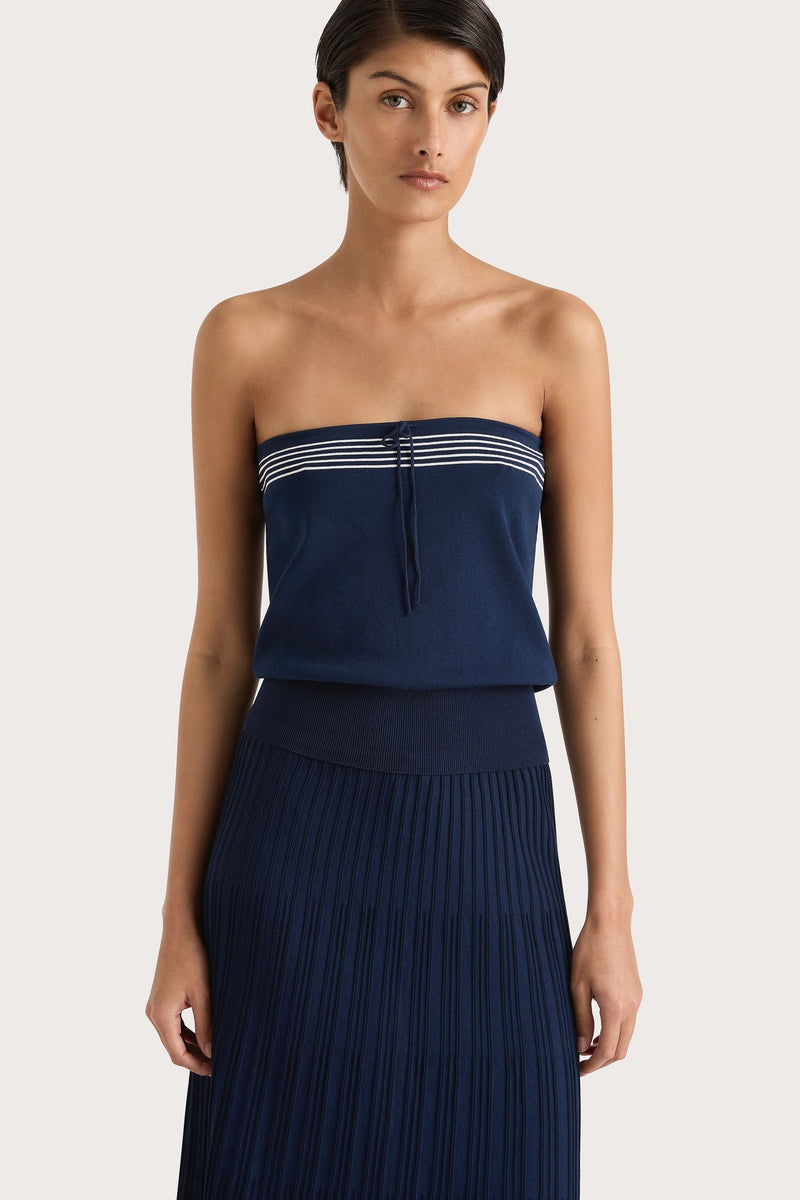 ARLETTE STRAPLESS TOP NAVY/WHITE - FAITHFULL THE BRAND