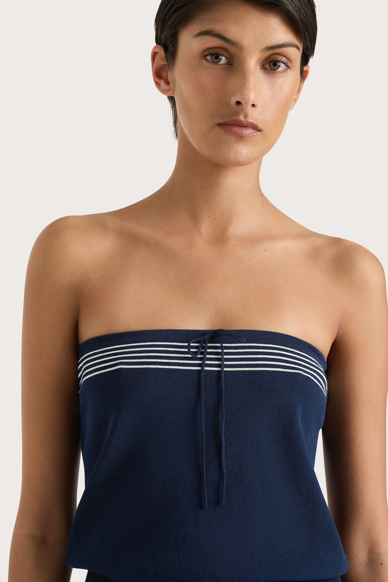 ARLETTE STRAPLESS TOP NAVY/WHITE - FAITHFULL THE BRAND