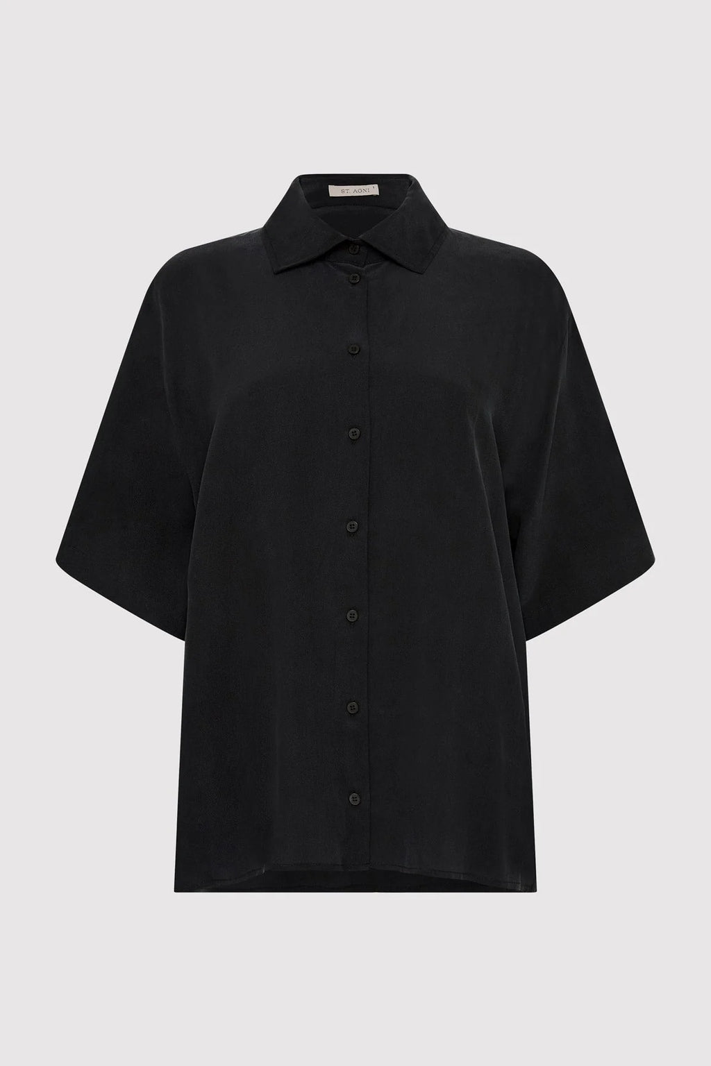 UNISEX SILK SHIRT WASHED BLACK