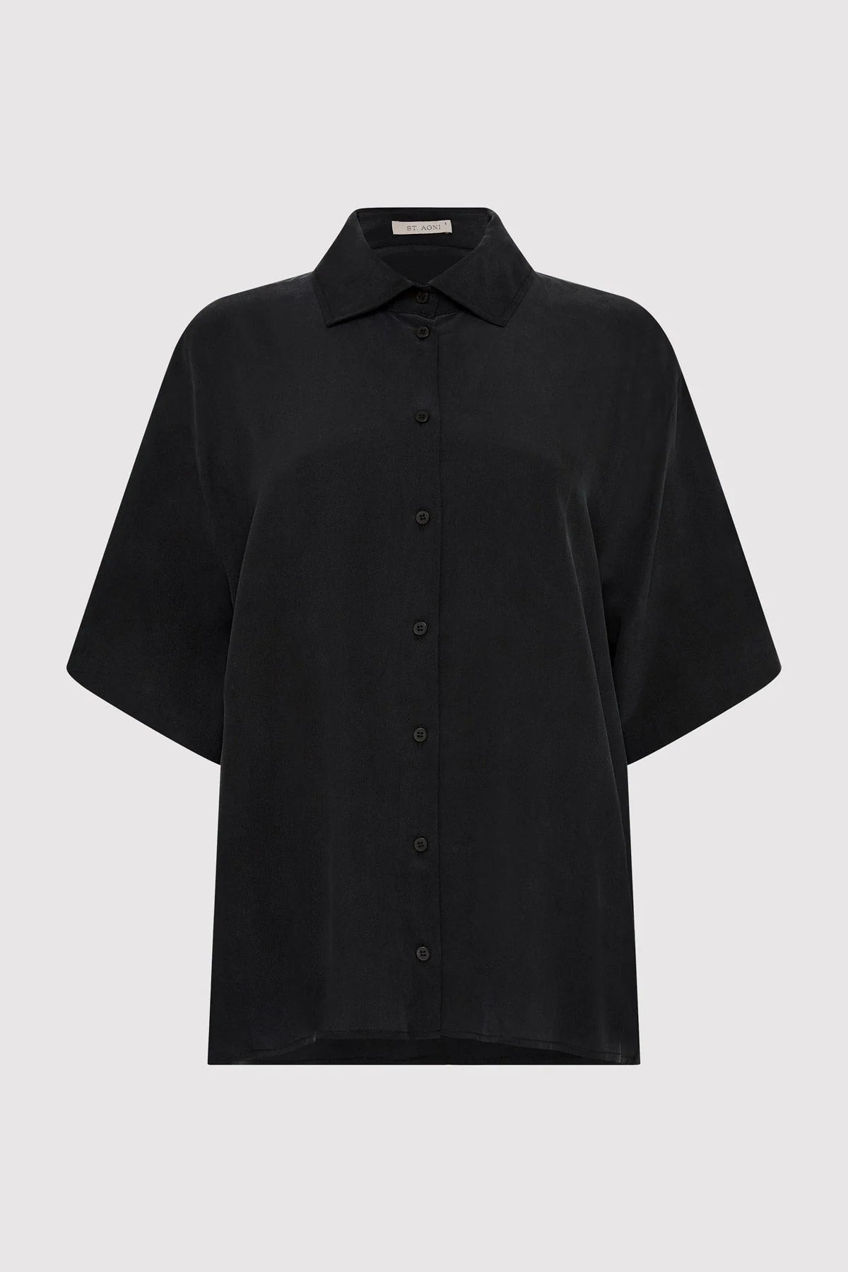 UNISEX SILK SHIRT WASHED BLACK
