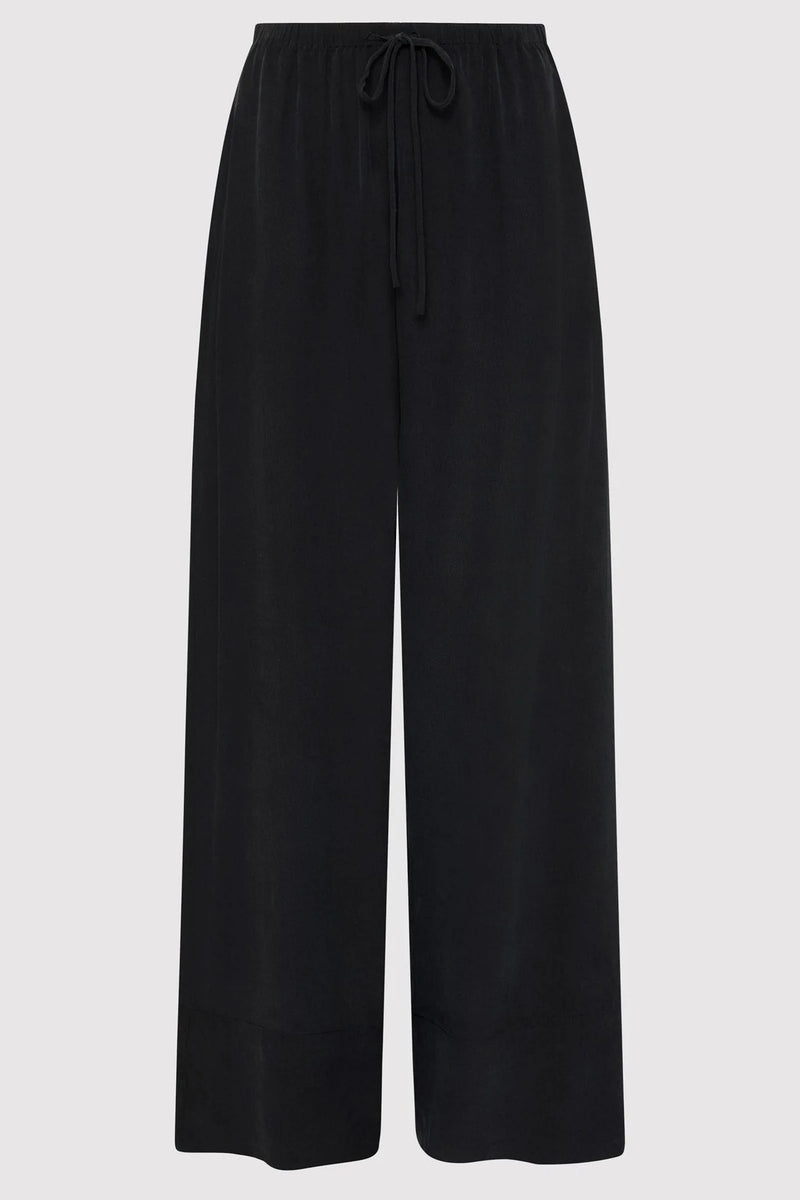 RELAXED SILK PANTS WASHED BLACK - ST.AGNI
