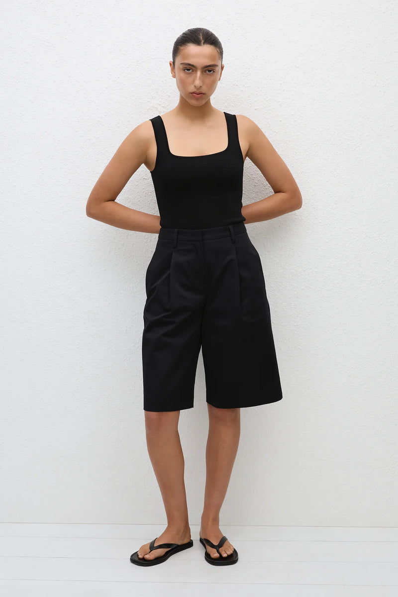 LONG CHINO SHORT BLACK - MATTEAU