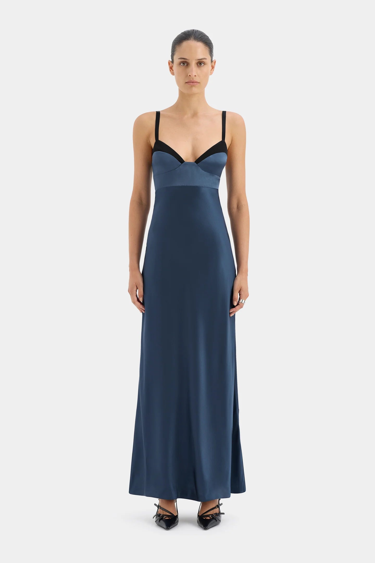 DEPECHE BALCONETTE GOWN DARK BLUE