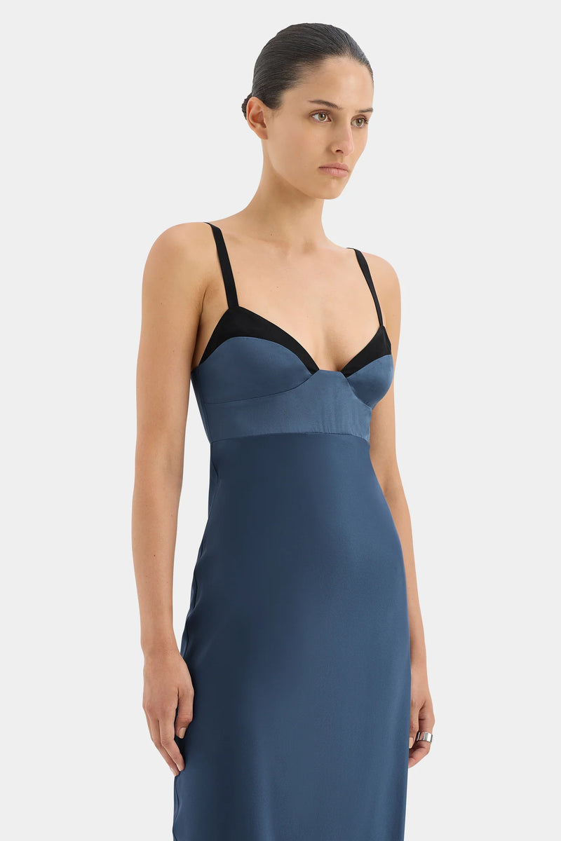DEPECHE BALCONETTE GOWN DARK BLUE - SIR