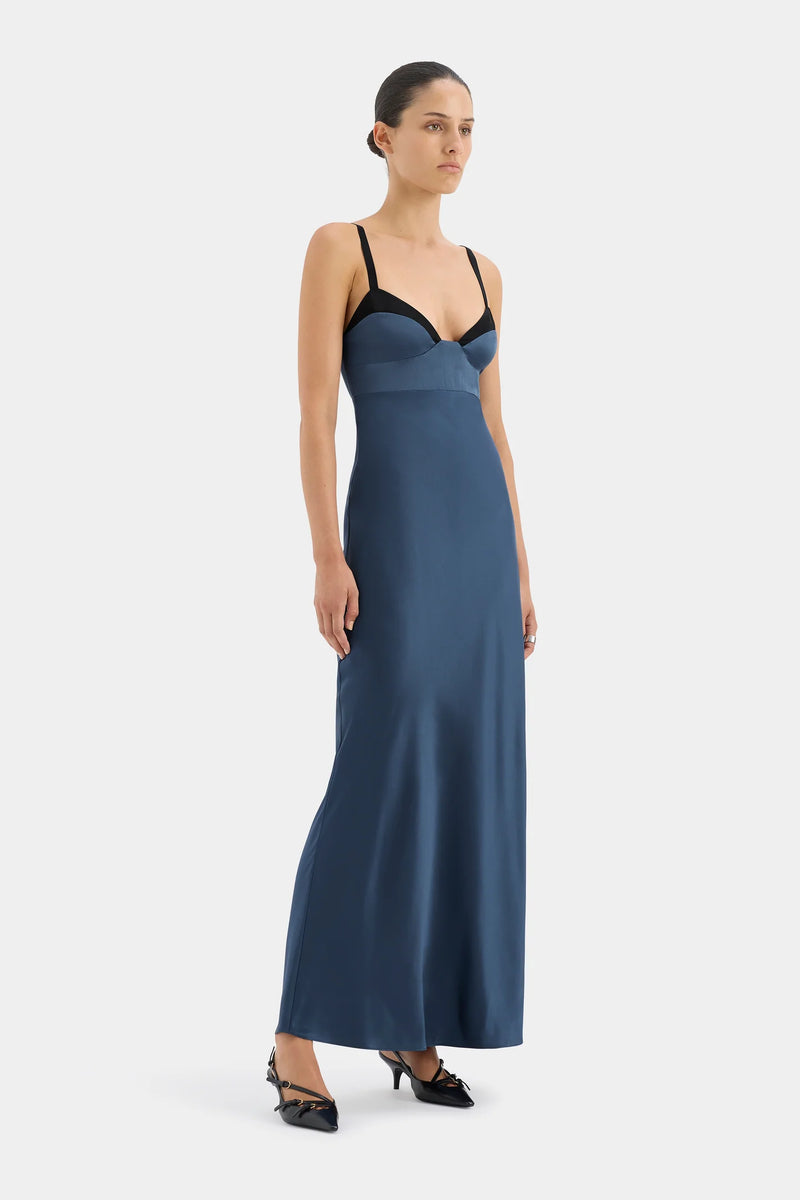 DEPECHE BALCONETTE GOWN DARK BLUE - SIR
