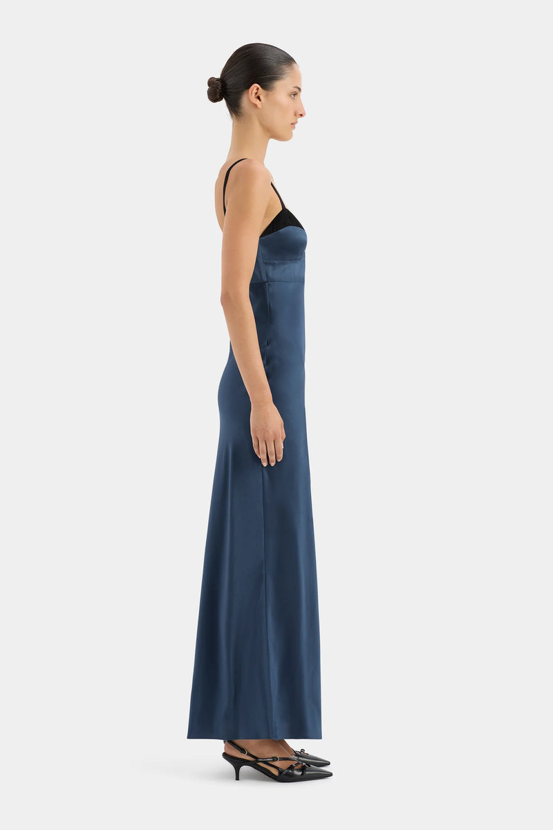 DEPECHE BALCONETTE GOWN DARK BLUE - SIR