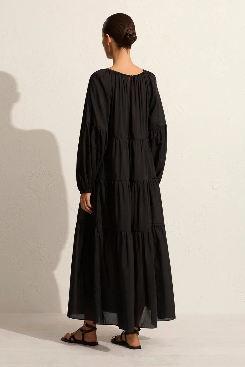 VOLUMINOUS TIERED DRESS BLACK - MATTEAU