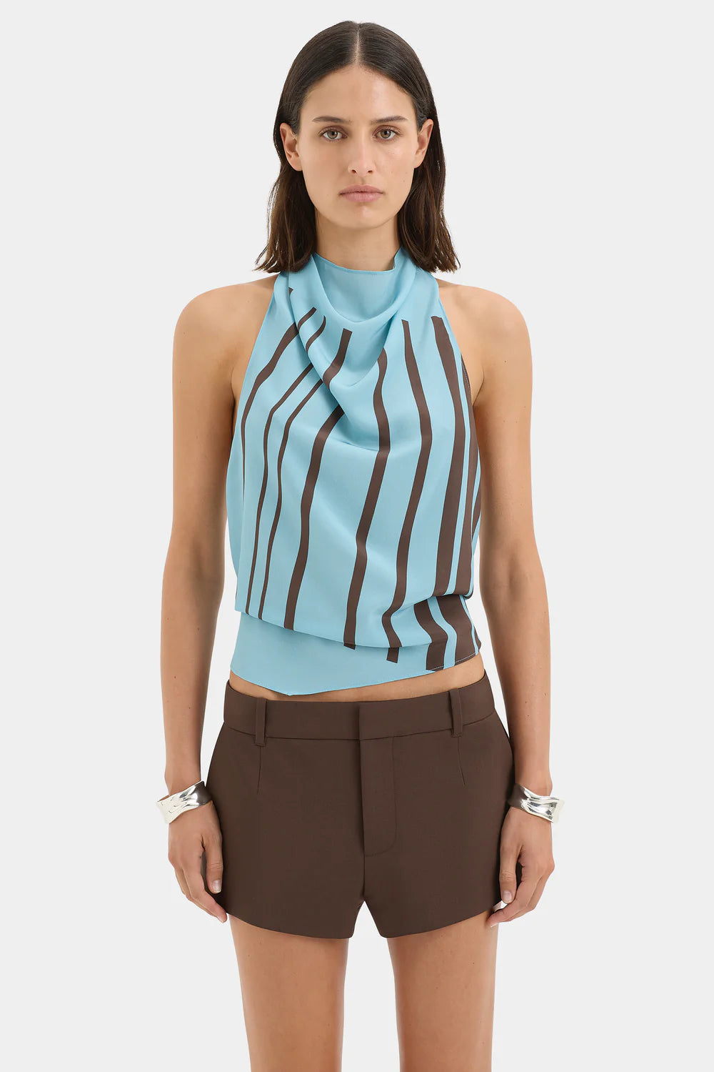 RIOJA HALTER SCARF TOP PACHA MINERAL STRIPE