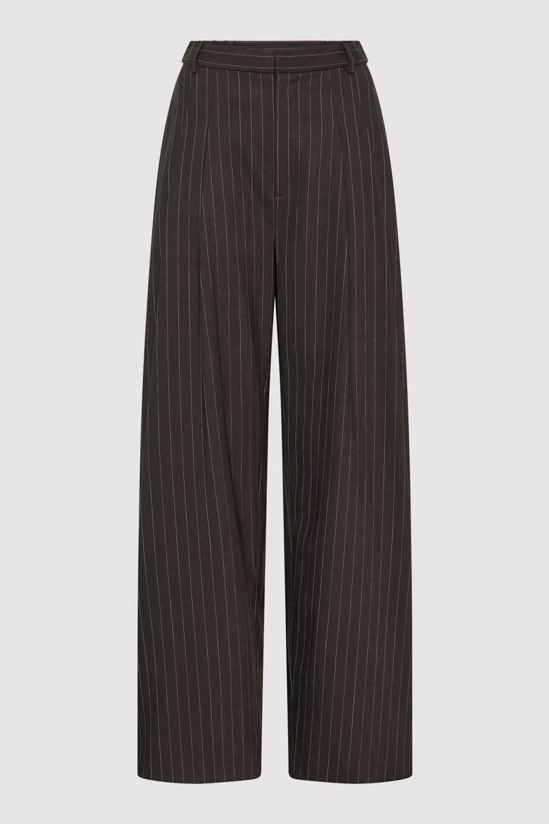 WOOL PINSTRIPE TAPERED PANTS MAHOGANY STRIPE - ST.AGNI