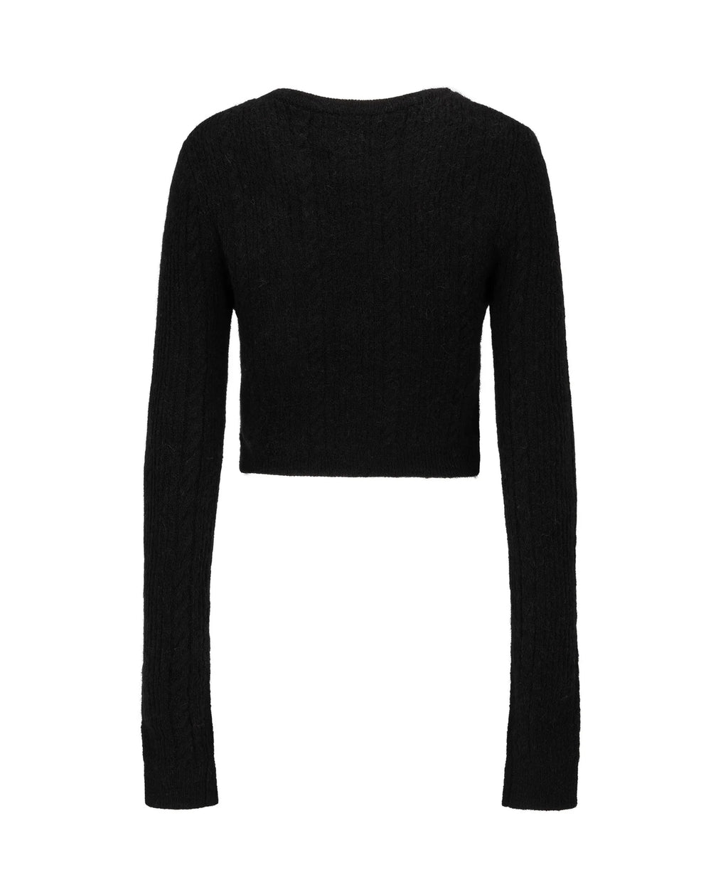CABLE KNIT WOOL CARDIGAN BLACK