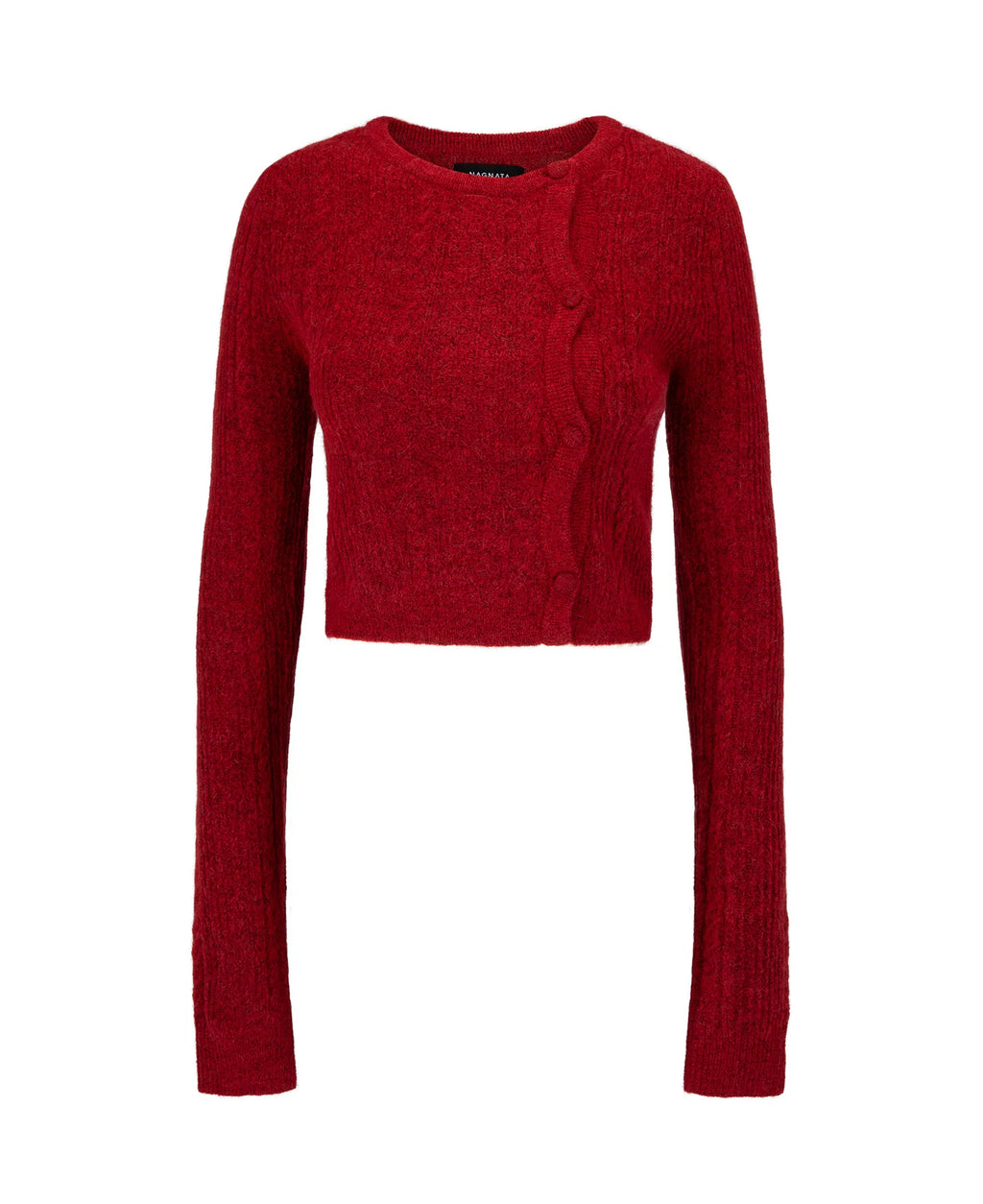 CABLE KNIT WOOL CARDIGAN CRIMSON