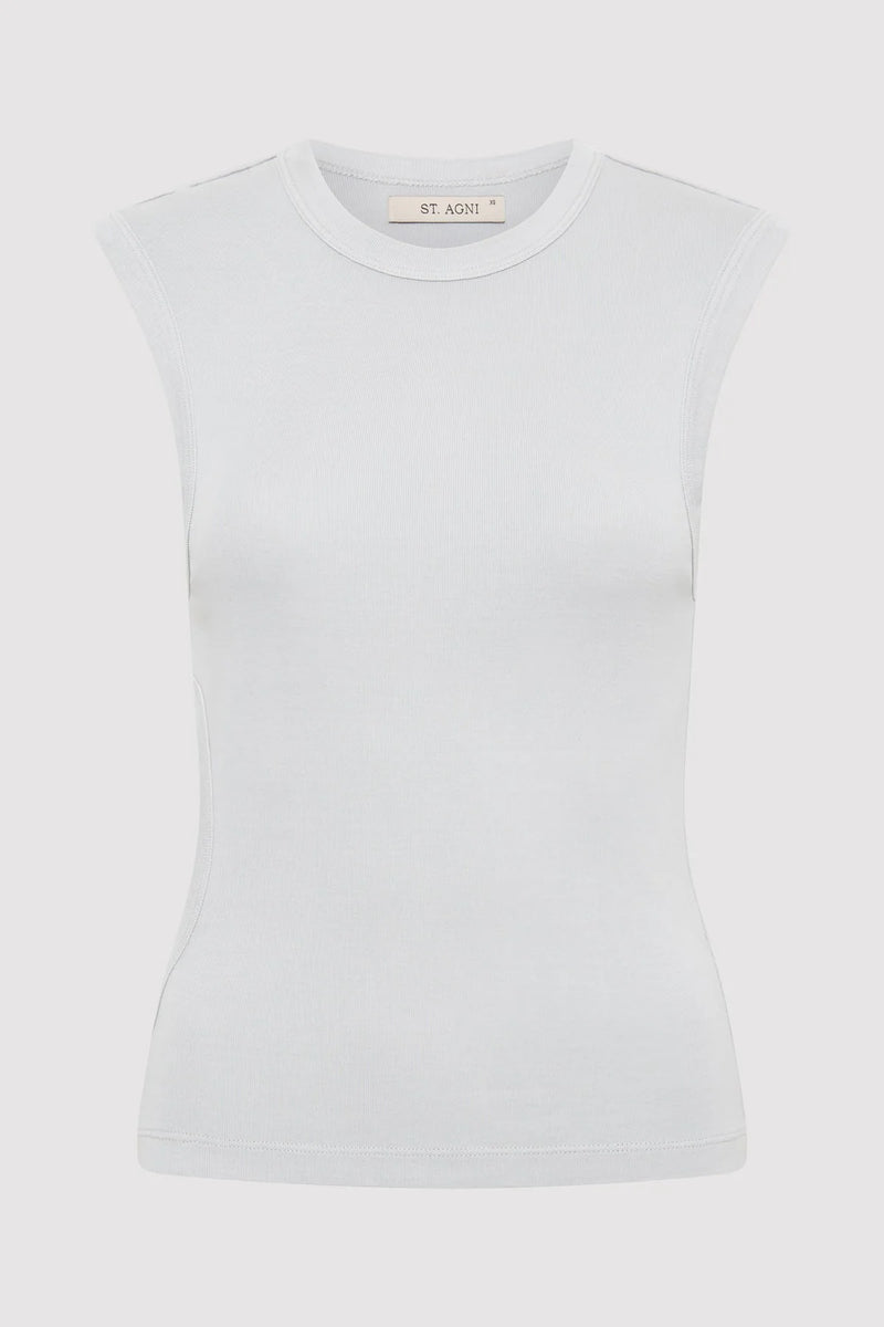 ORGANIC COTTON CUT OUT TANK SILVER - ST.AGNI