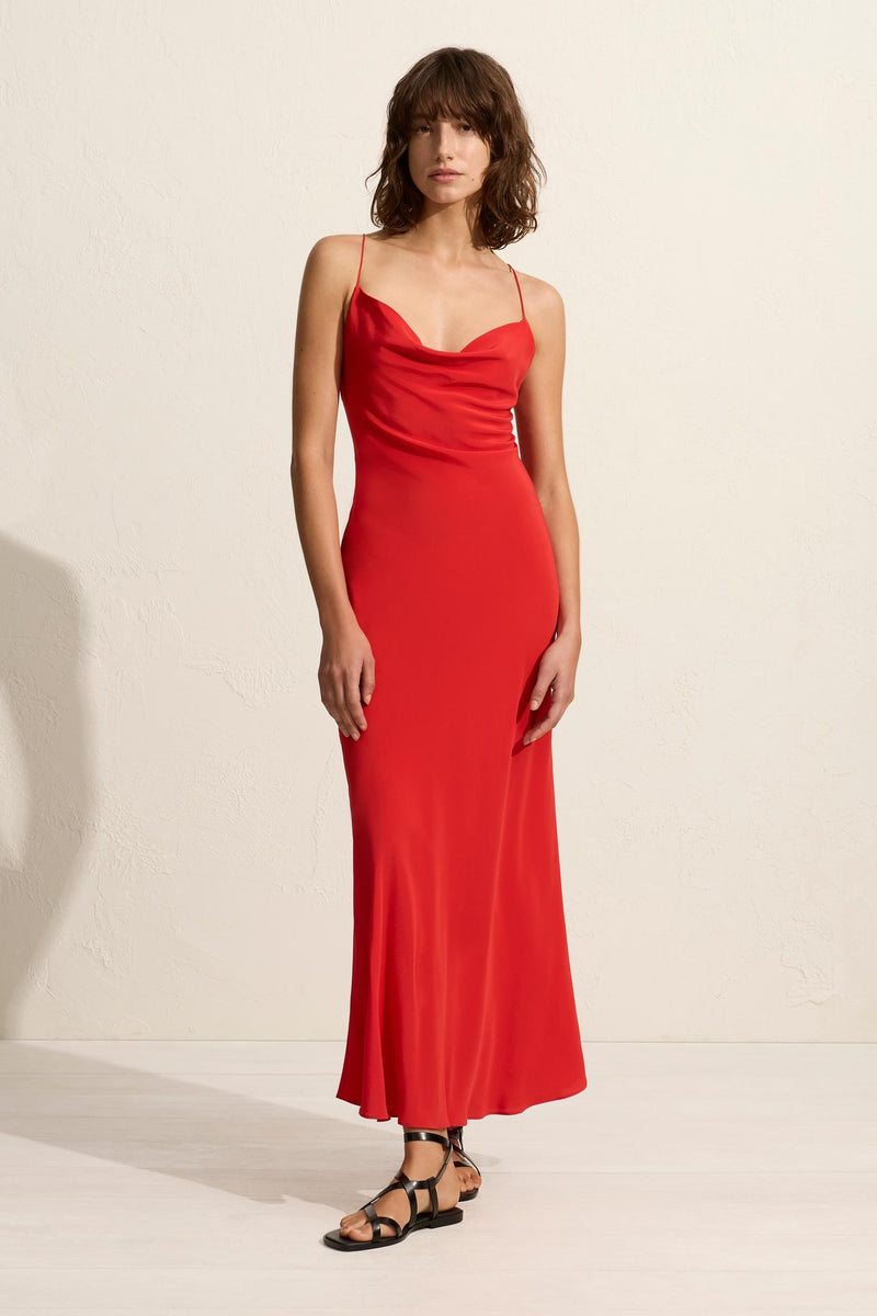 COWL SLIP DRESS ROSSO - MATTEAU