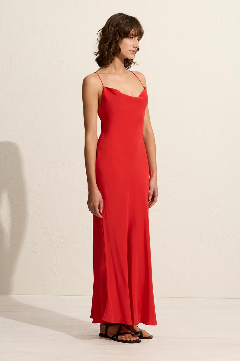 COWL SLIP DRESS ROSSO - MATTEAU