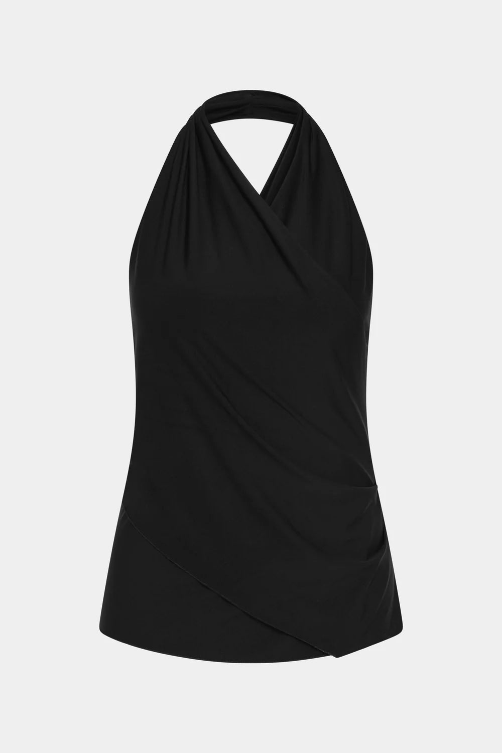 MATHEO DRAPED HALTER TOP BLACK
