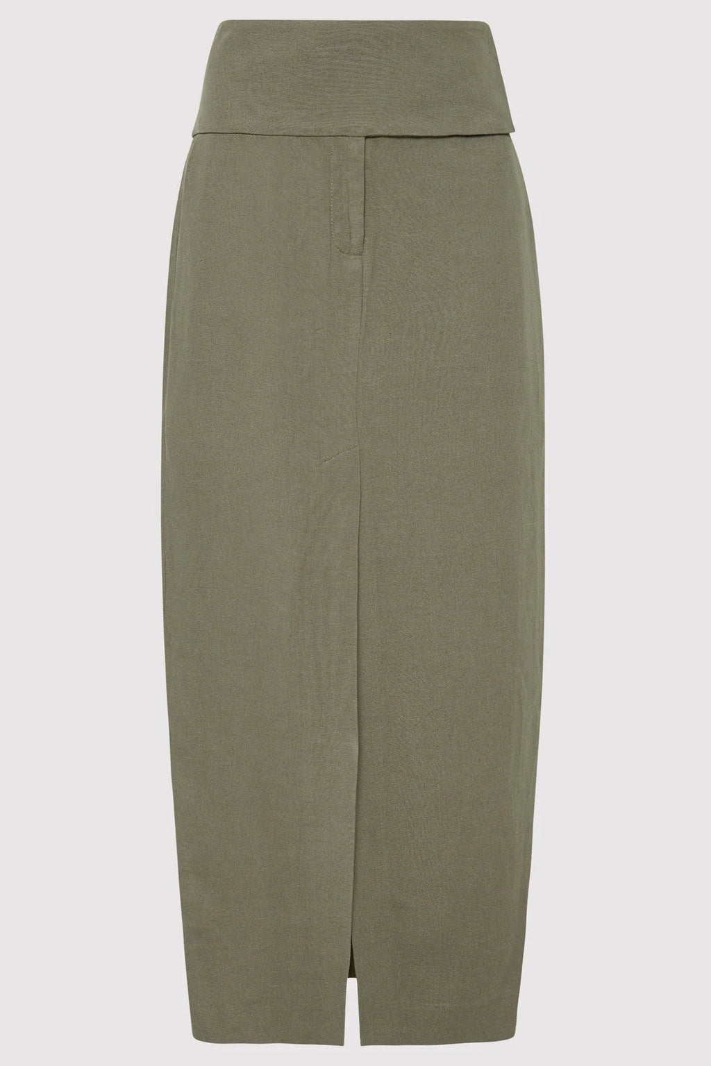 WIDE WAISTBAND COLUMN SKIRT SMOKEY OLIVE