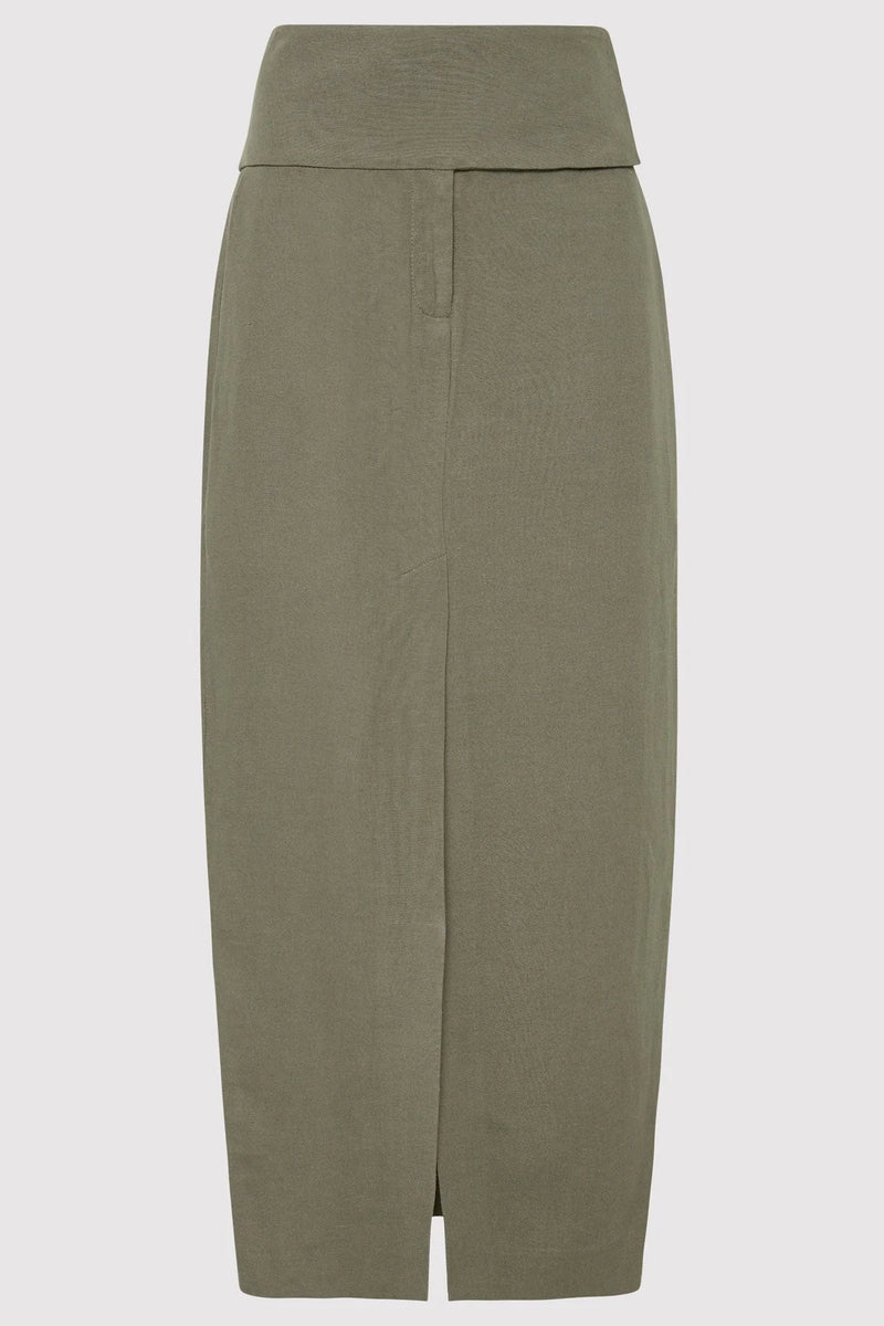 WIDE WAISTBAND COLUMN SKIRT SMOKEY OLIVE - ST.AGNI