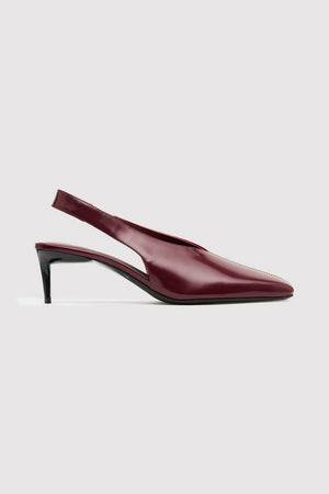 SQUARE TOE SLING BACK HEEL PLUM