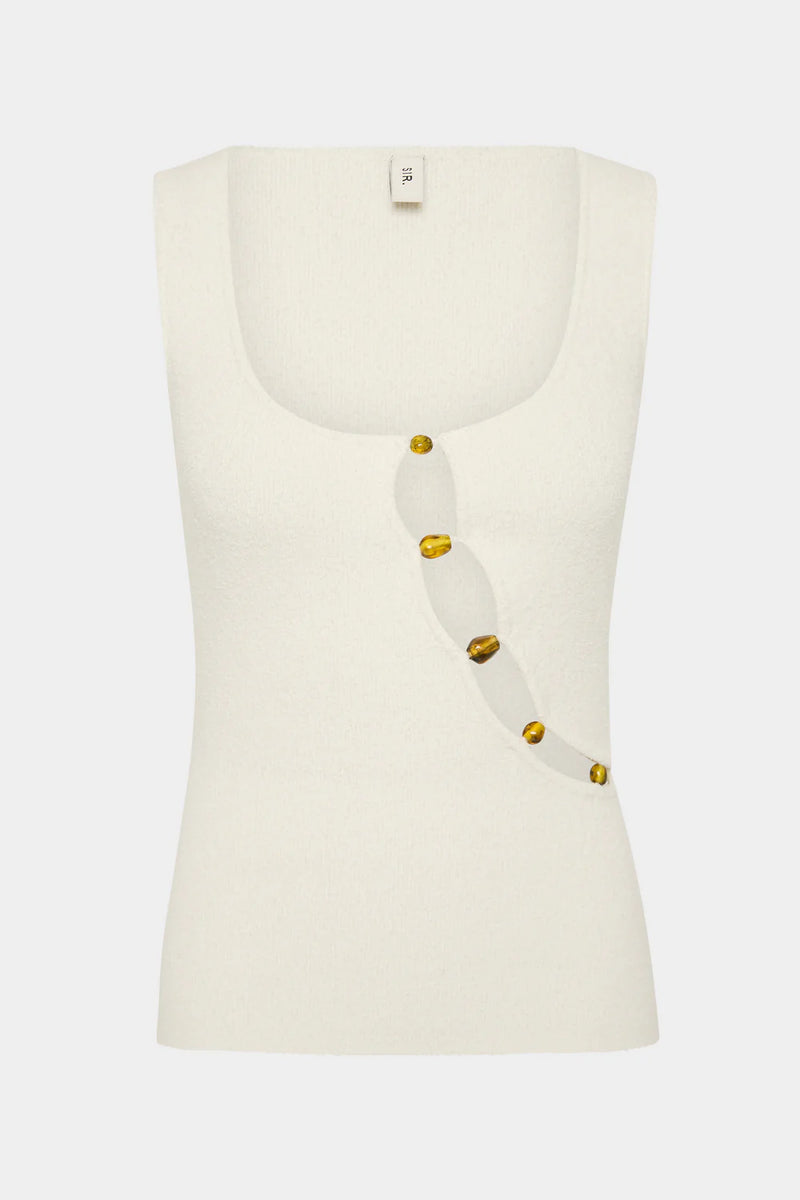 CHIARA BEADED TANK IVORY - SIR