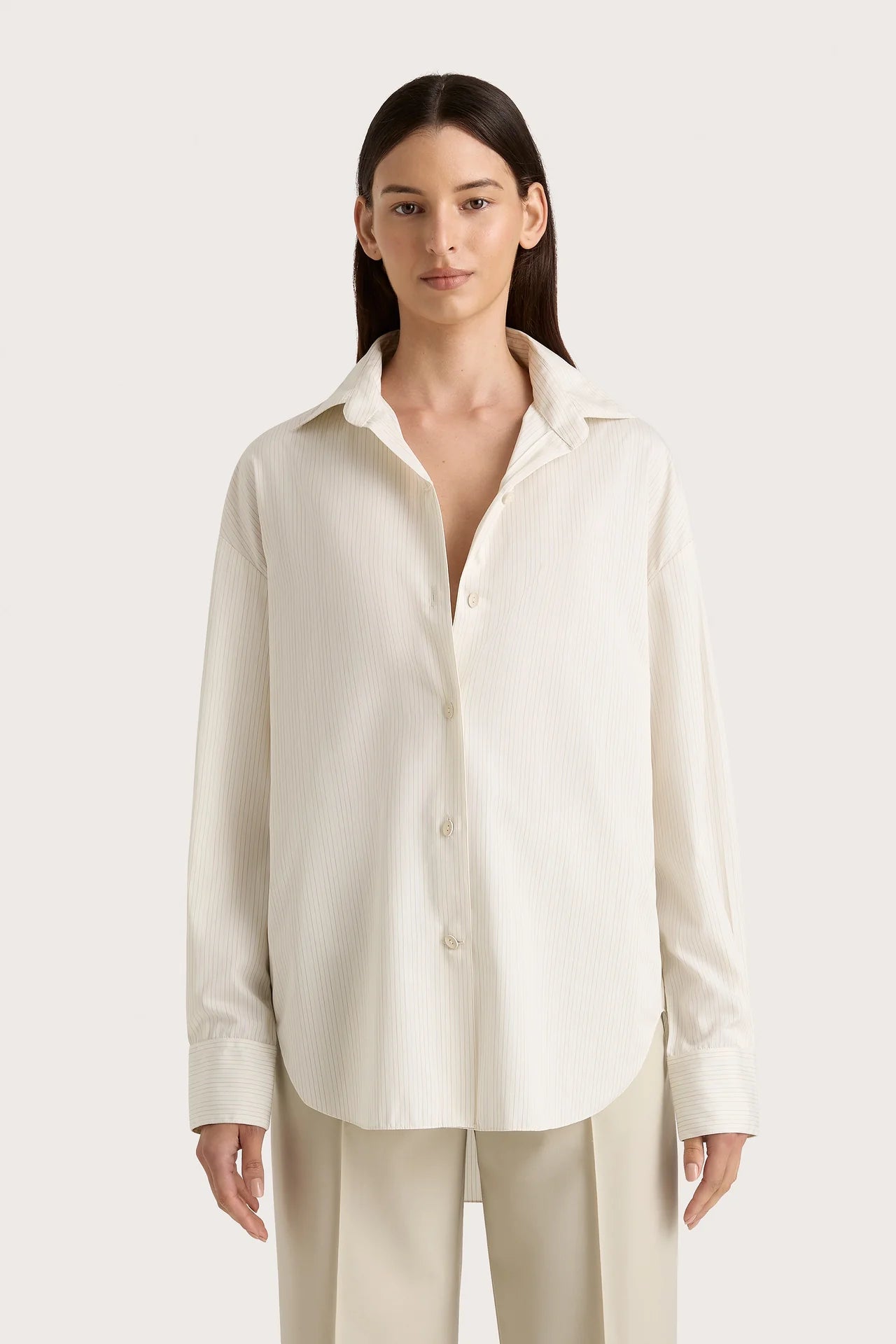 FREJA SHIRT CREAM PINSTRIPE