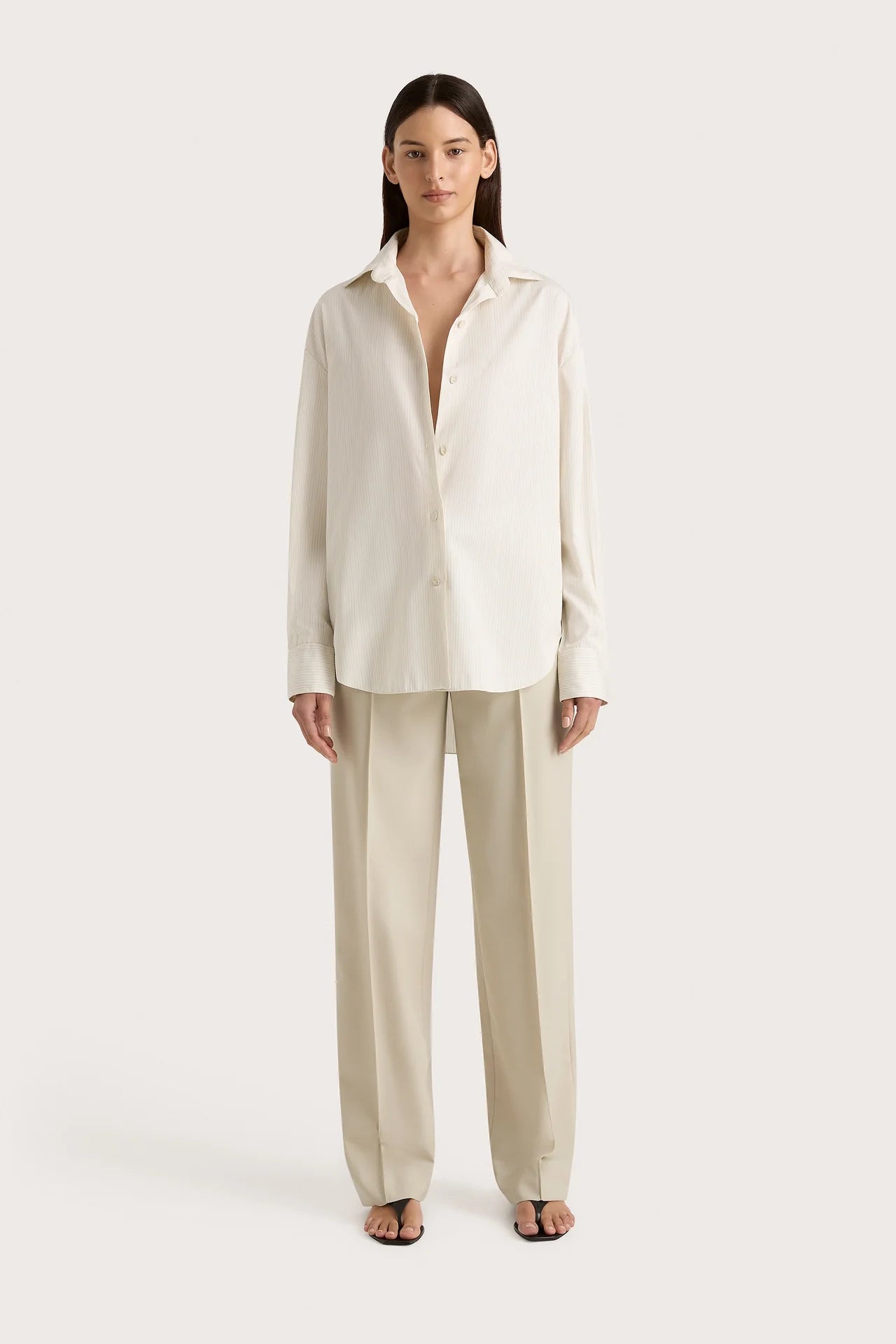 FREJA SHIRT CREAM PINSTRIPE