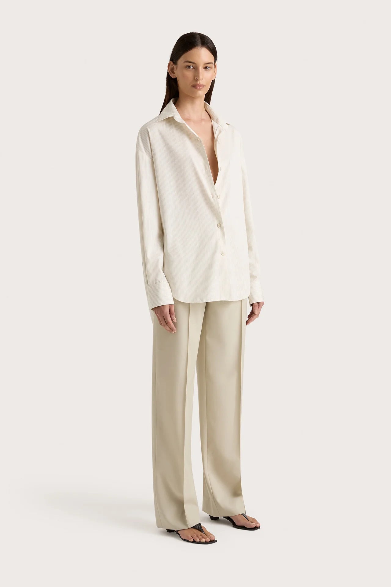 FREJA SHIRT CREAM PINSTRIPE