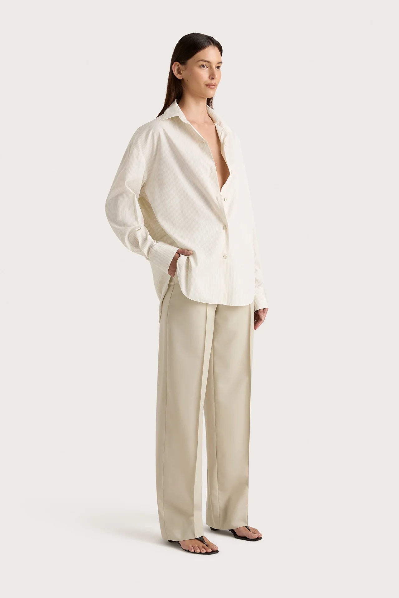 FREJA SHIRT CREAM PINSTRIPE