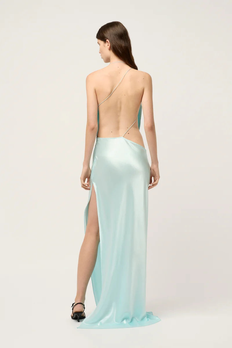 ICED BIAS MAXI DRESS BLUE - MICHAEL LO SORDO